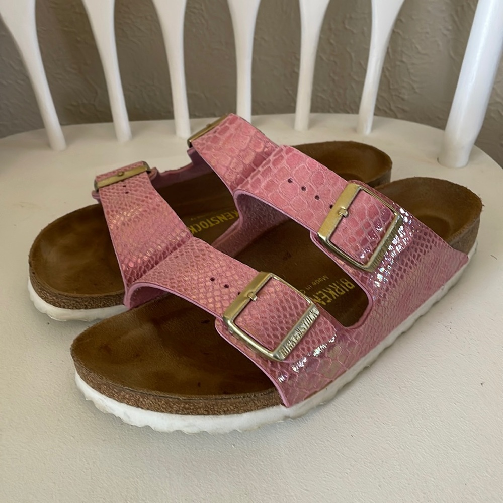 Shiny Snake Rose Birkenstocks